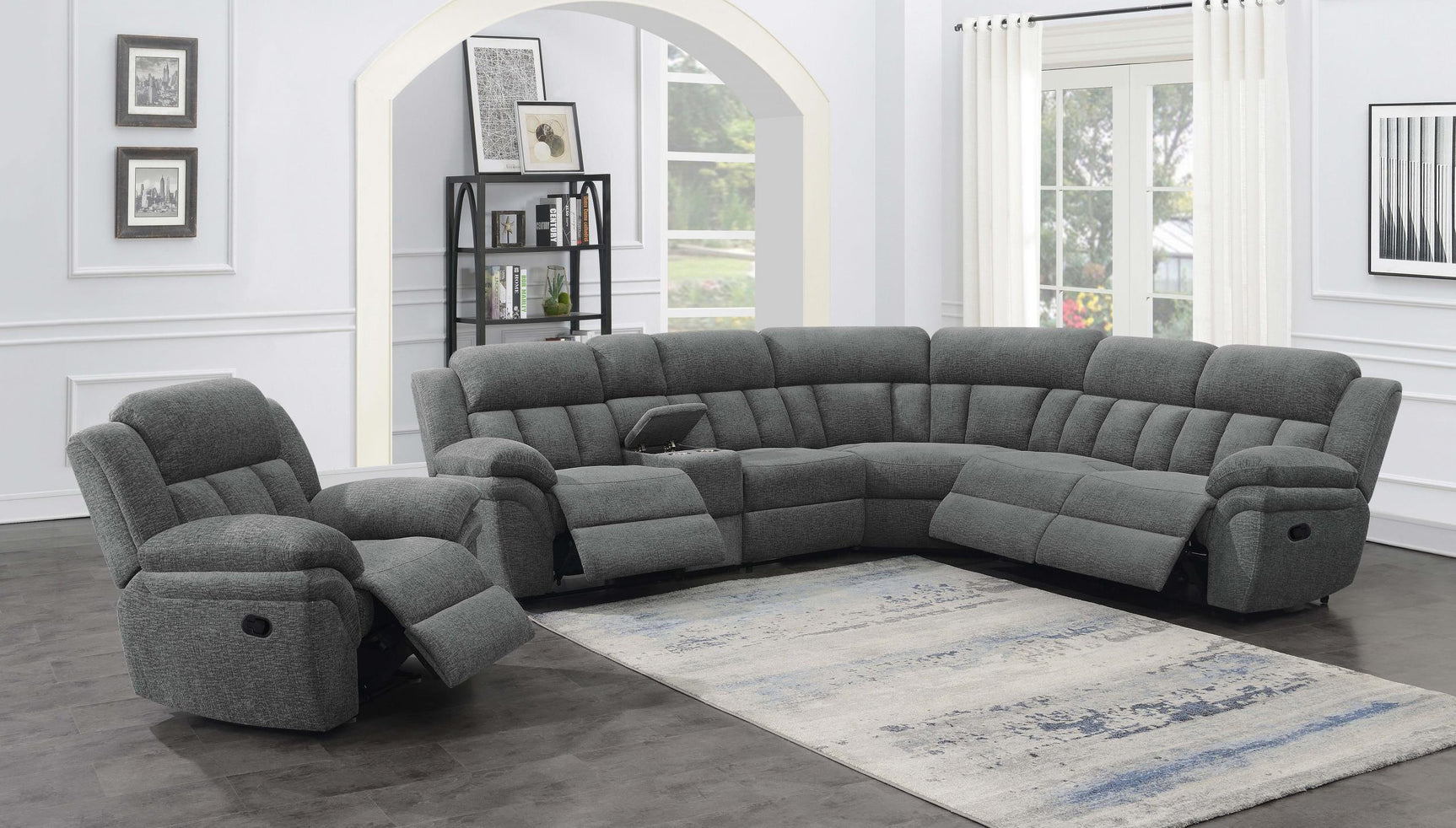Living room setup with Bahrain reclining sectional