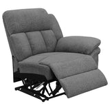 Seat cushion detail on charcoal loveseat
