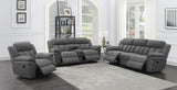 Bahrain upholstered sofa charcoal demonstrating reclining feature
