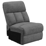 Bahrain upholstered motion sofa charcoal full frontal view