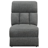 Back view of Bahrain upholstered charcoal sofa