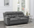 Bahrain Upholstered Power Loveseat Charcoal 609542P - Ella Furniture