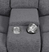 Bahrain Upholstered Power Loveseat Charcoal 609542P - Ella Furniture
