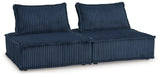 Side view of Bales Navy 2-Piece Modular Sectional Sofa