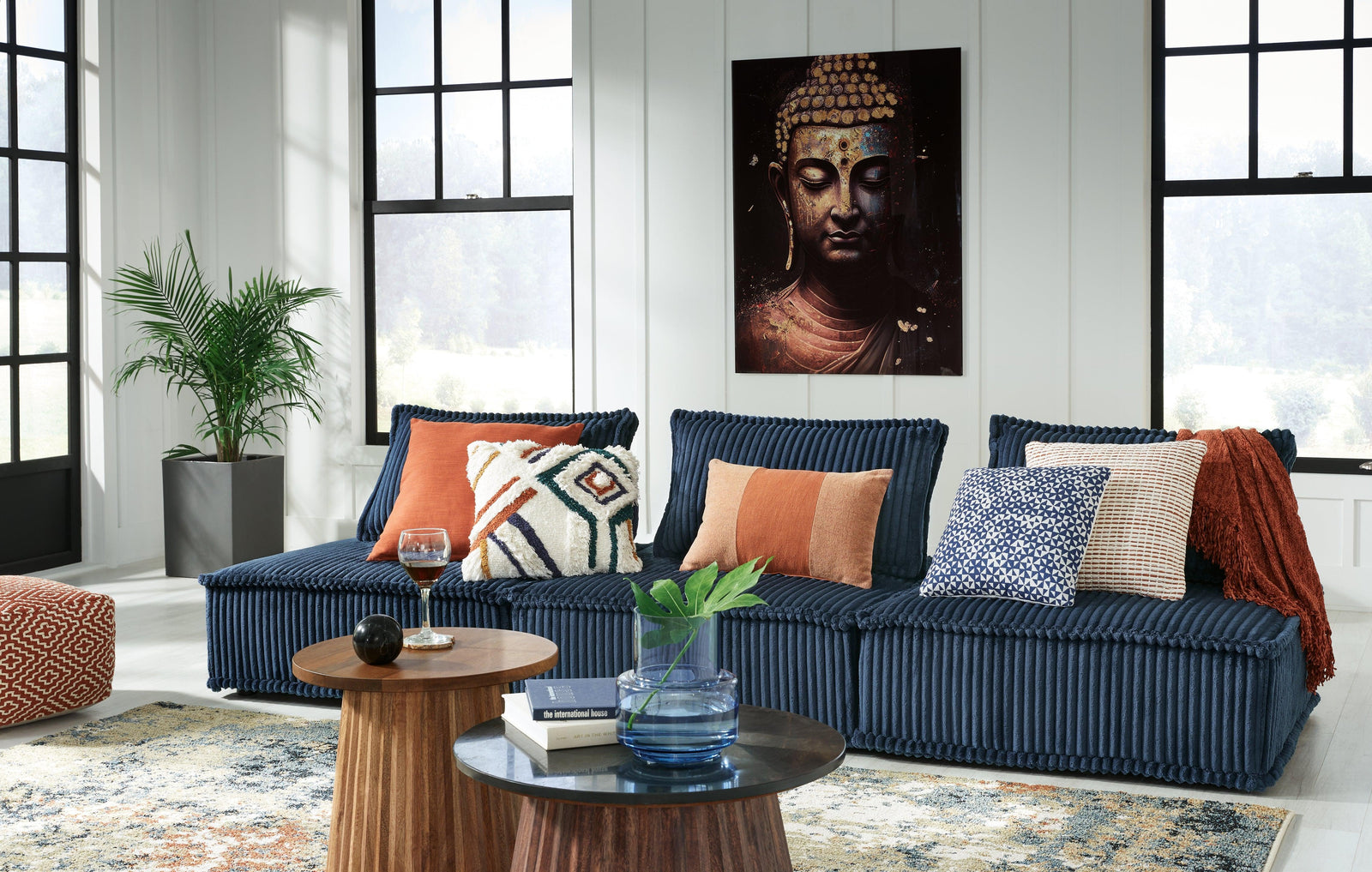 main view of Bales Navy 3-Piece Modular Seating furniture