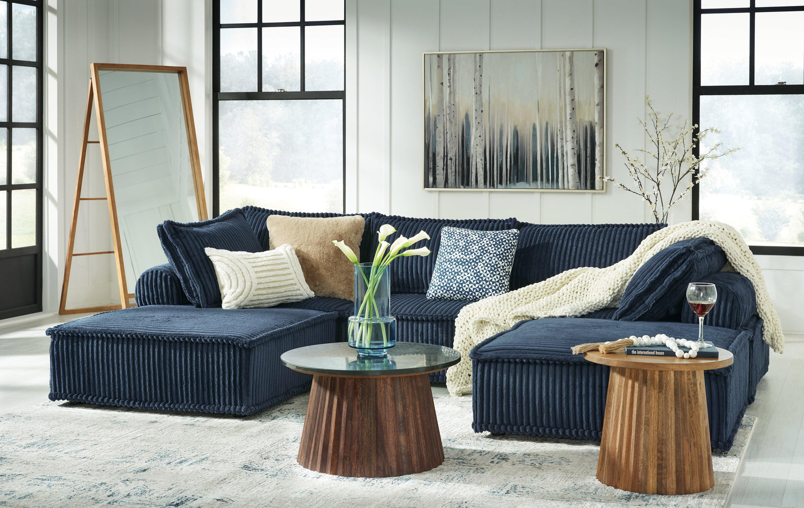 main view of Bales Navy 5-Piece Modular Seating furniture