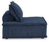 Bales Navy Accent Chair showing pillow and bolster cushions