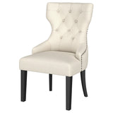 Nailhead trim on back of Baney dining side chair