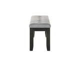 Detail of tufted fabric upholstery and wood finish on Bardstown dining chairs