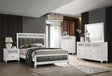 main view of Barzini White Upholstered Panel Bedroom Set bed