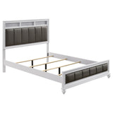 bedroom view of Barzini White Upholstered Panel Bedroom Set bed