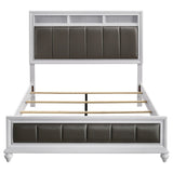 main view of Barzini White Upholstered Panel Bedroom Set bed