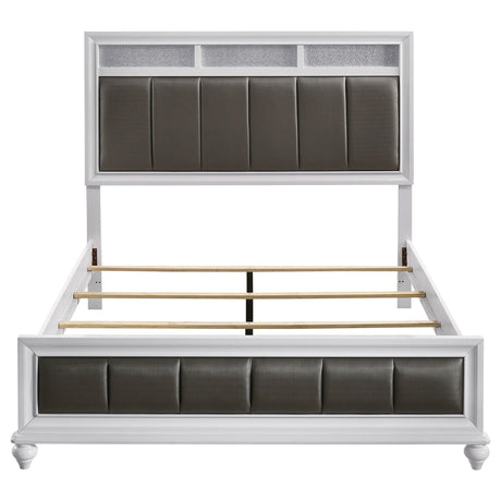 main view of Barzini White Upholstered Panel Bedroom Set bed