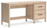 Battelle tan 60 inch home office desk side view showing storage cabinet