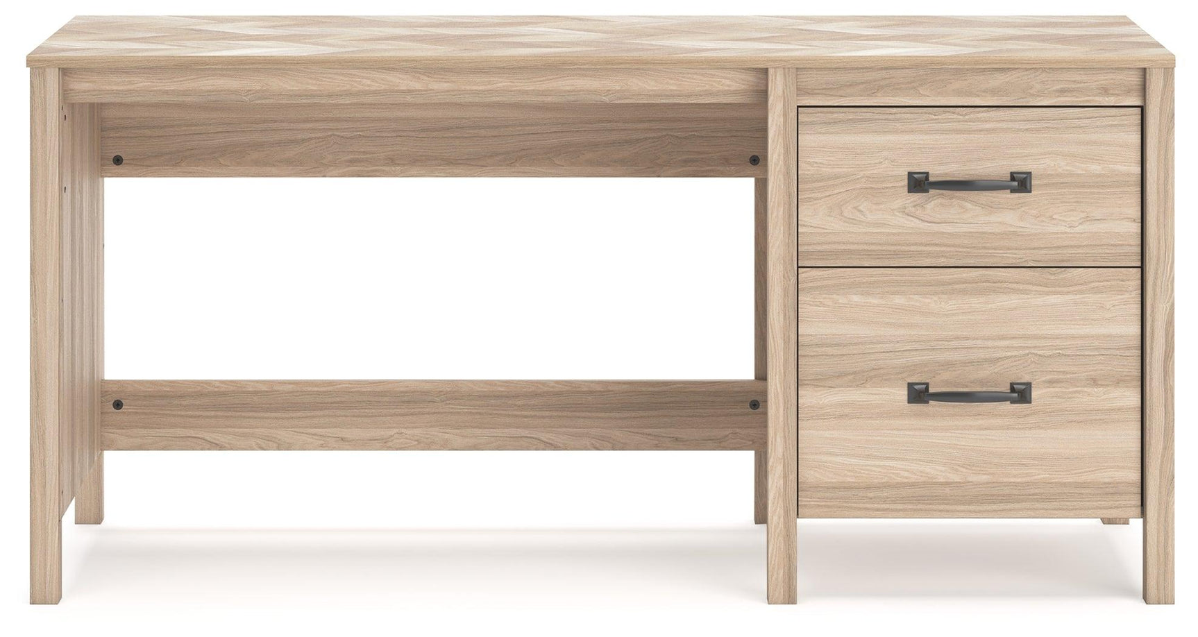 Top view of Battelle desk surface and chevron finish