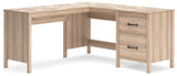 Battelle tan home office desk with return, side view showing return
