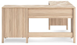 Battelle tan desk and return in home office setting