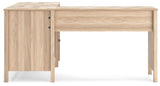 Battelle tan home office desk with return, front view