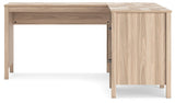 Battelle tan home office desk with return, front view