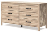 Close-up of Battelle Dresser chevron drawer fronts and hardware