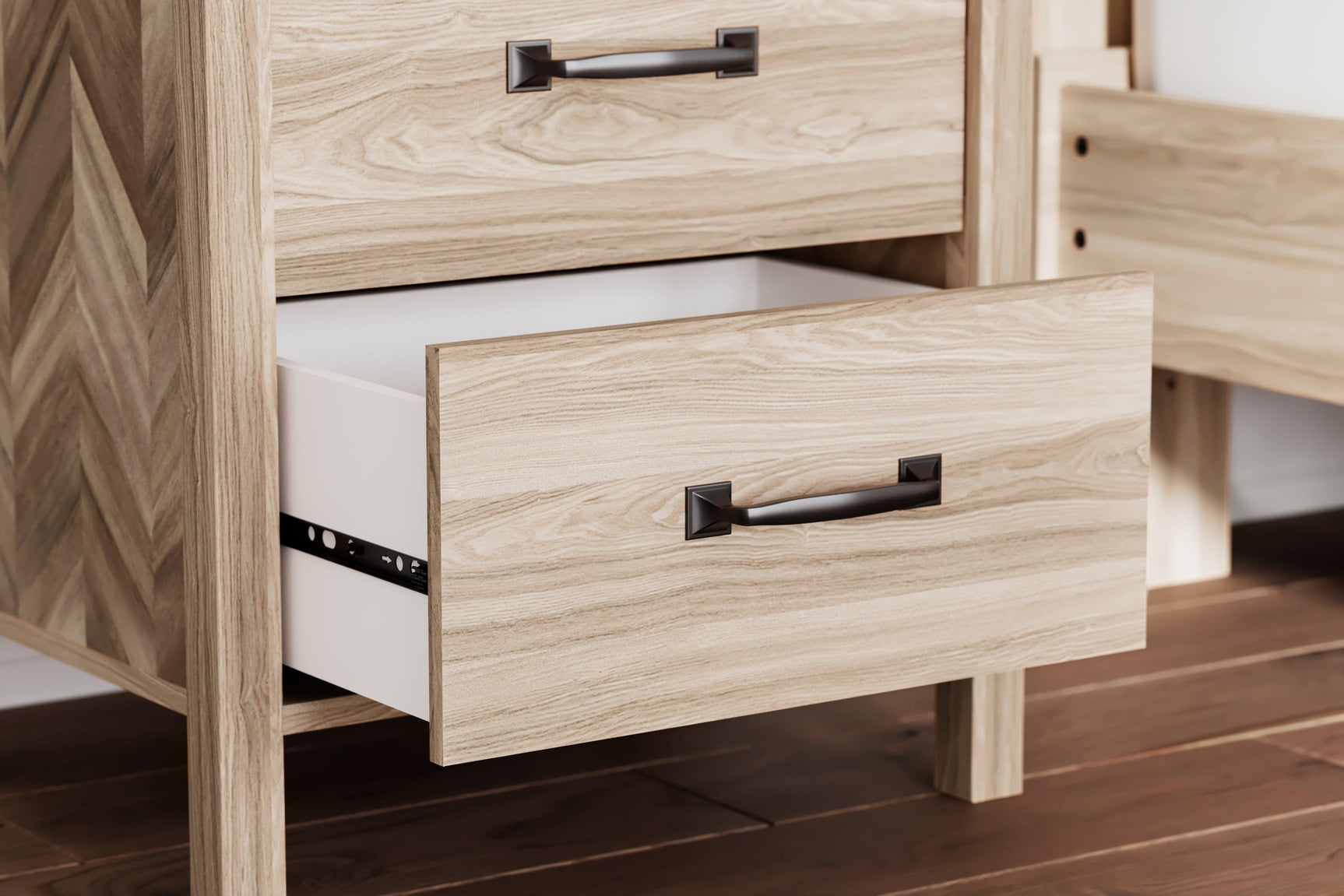 Full product view of Battelle Tan Chevron Pattern Nightstand