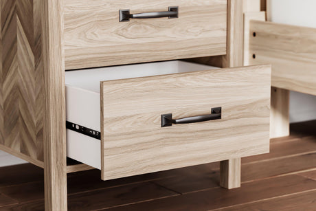 Full product view of Battelle Tan Chevron Pattern Nightstand
