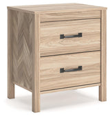 Battelle Nightstand angled side view showing drawers