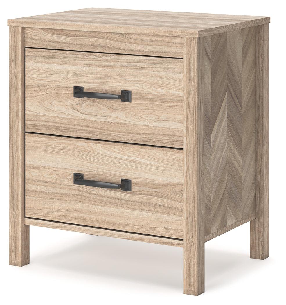 Close-up of chevron pattern on Battelle Nightstand
