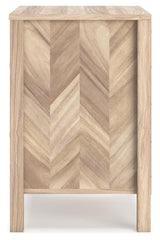 Battelle Nightstand side angle with vinyl-wrapped sides