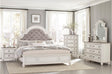 Baylesford Antique White Fabric Tufted Panel Bedroom Set bed main view