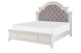 Baylesford Antique White Fabric Tufted Panel Bedroom Set bed in bedroom view