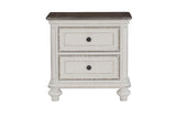 Baylesford Antique White Fabric Tufted Panel Bedroom Set bed in bedroom view