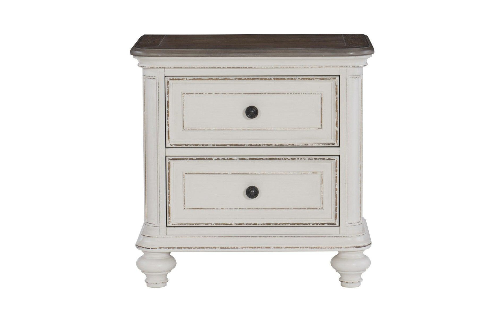 Baylesford Antique White Fabric Tufted Panel Bedroom Set bed in bedroom view