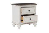 Baylesford Antique White Fabric Tufted Panel Bedroom Set bed side view