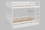 White twin over twin bunk bed with trundle side angle