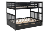 Black modern solid wood bunk beds in black finish