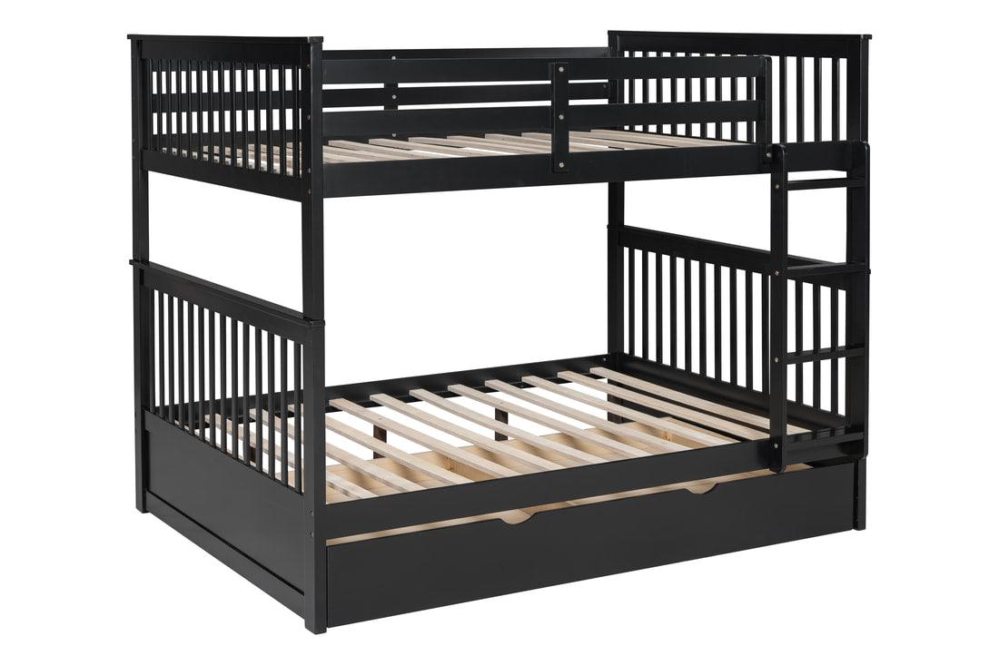 Black modern solid wood bunk beds in black finish