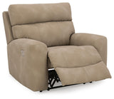 Next-Gen Durapella Sand Microfiber Power Recliner — angled view