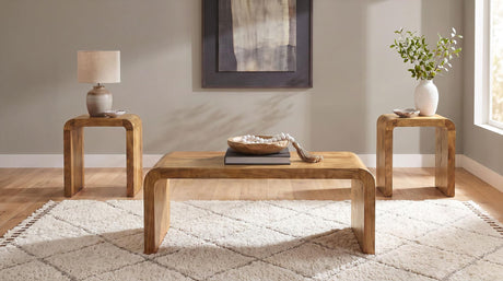 Booker 3-Piece Mango Wood Coffee and End Table Set Natural — product view