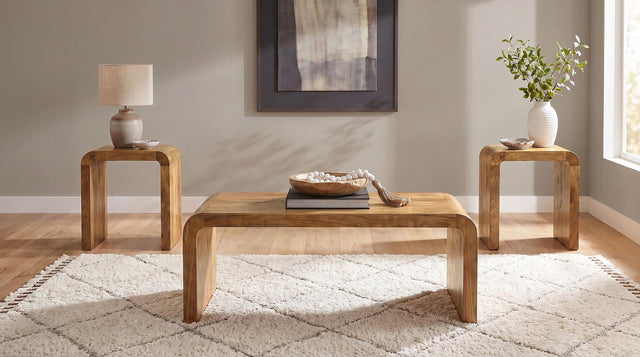 Booker 3-Piece Mango Wood Coffee and End Table Set Natural — product view