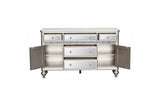 Orsina Pearl Faux Leather Rectangular Dining Room Set main view