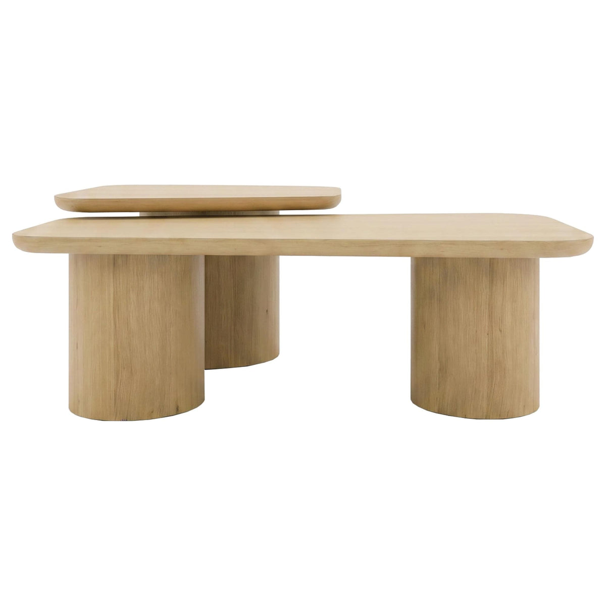 Lester 2-Piece Rounded Pedestal Nesting Coffee Table Set Honey Oak — product image 3