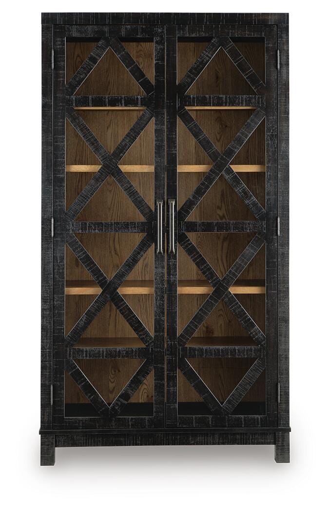 Christop Black/Brown Accent Cabinet — front view