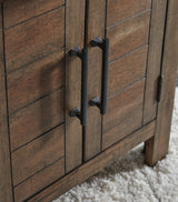 Moriville Grayish Brown Coffee Table with 1 End Table — detail view