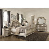 Traditional King Sleigh Bed footboard with silver finish details