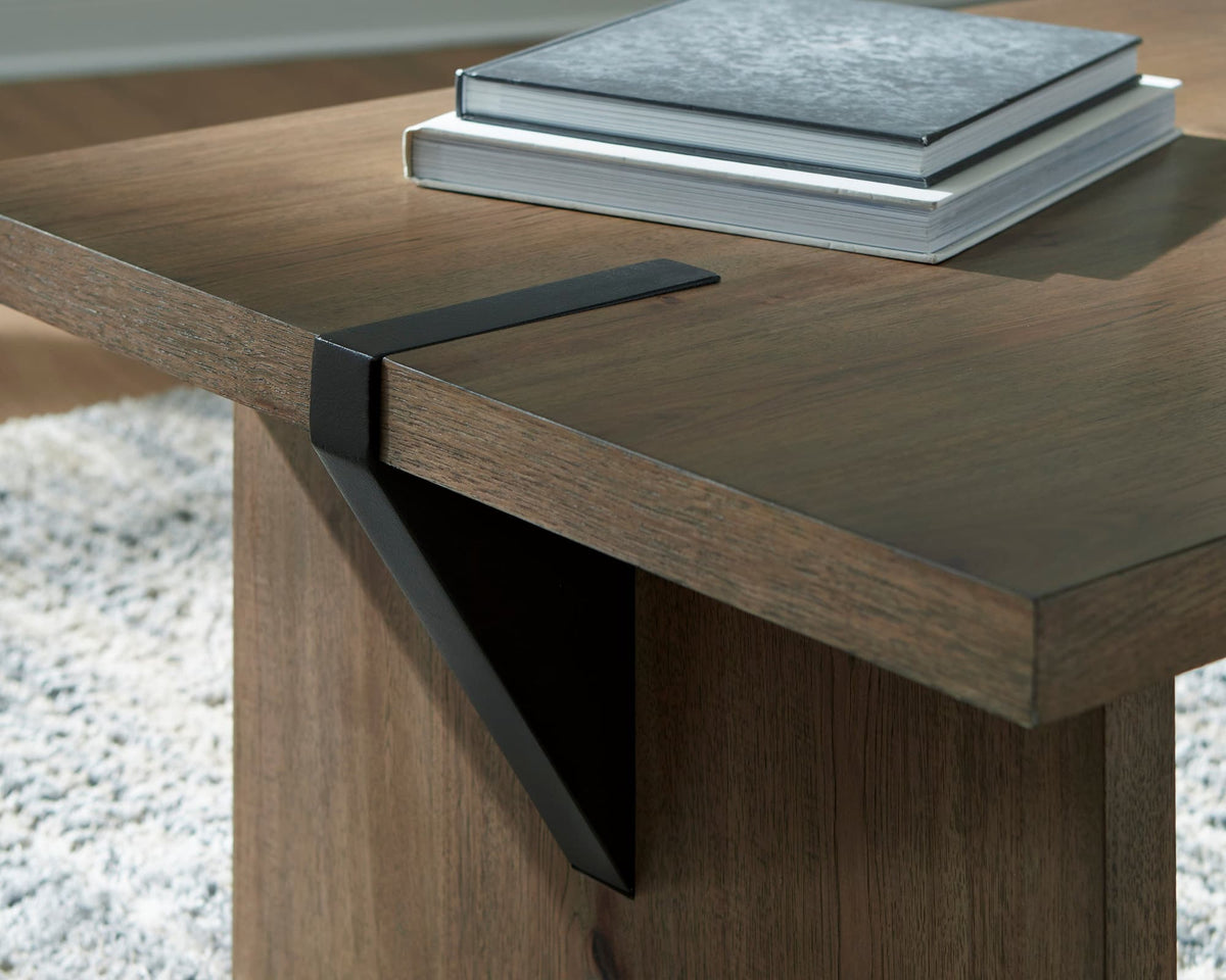 Brown Rustic Oak Veneer 3-Piece Coffee Table Set — product image 4