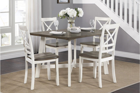 Troy white and gray rectangular dining table front view