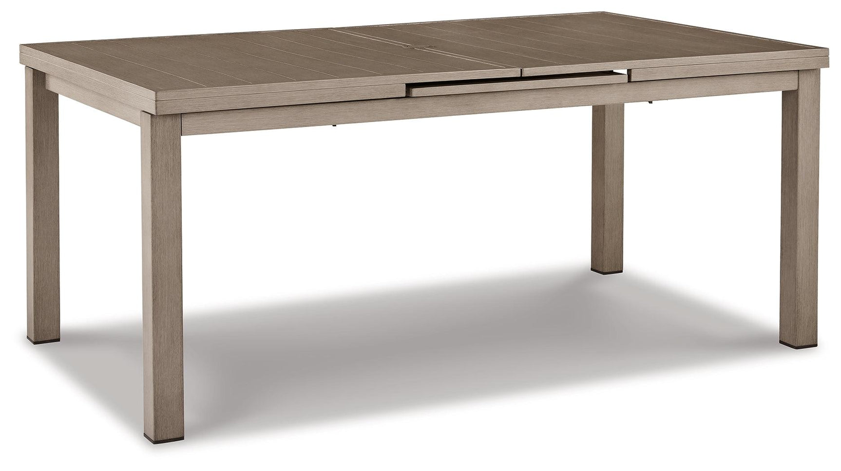 Close-up of wood-look finish on Beach Front dining table