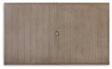 Side view of Beach Front beige outdoor dining table