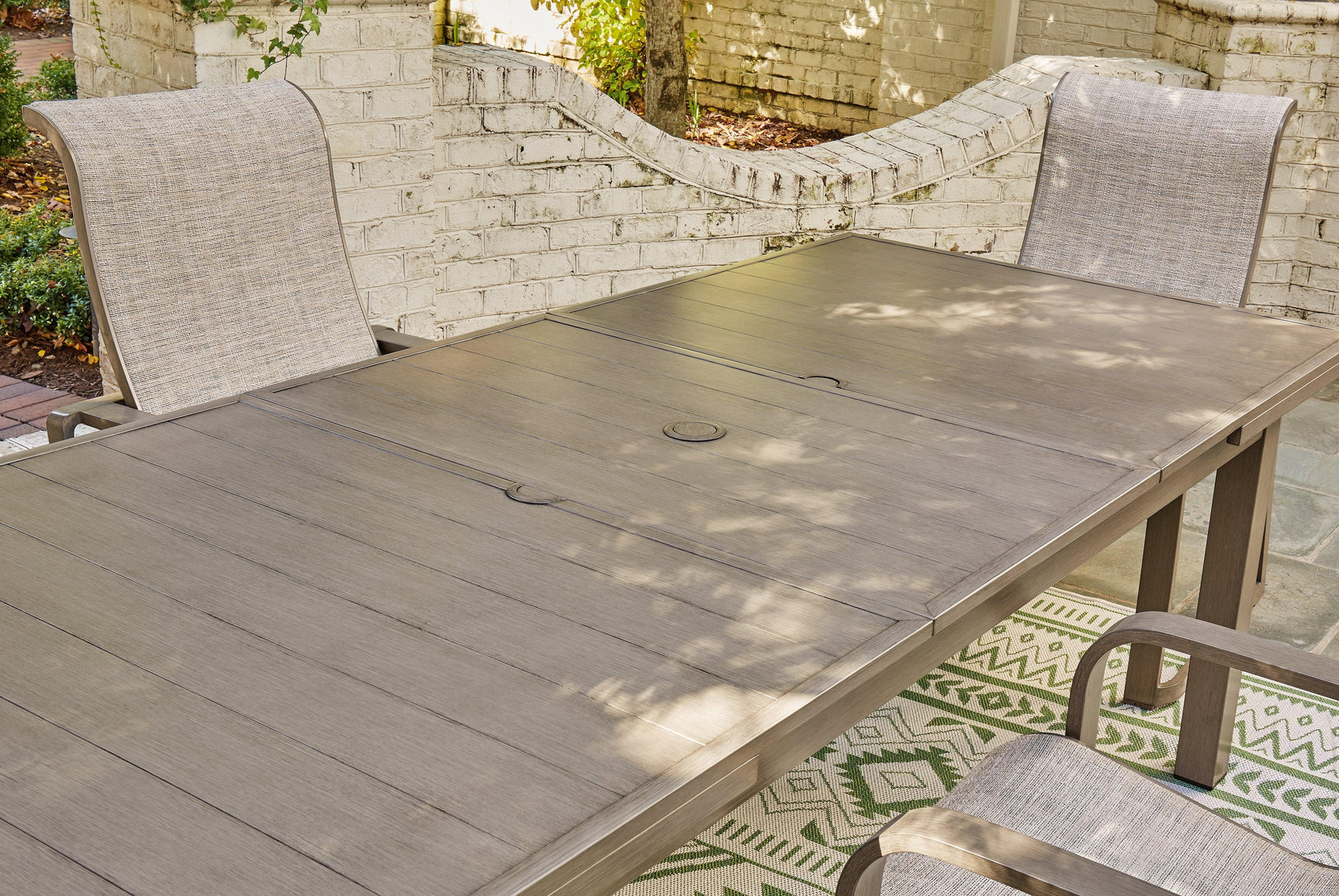 Top view showing extension leaf on table